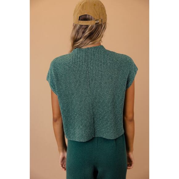 Free People Beach Freya Sweater Knit Top Emerald Spell Green Women’s Size S - Picture 2 of 8